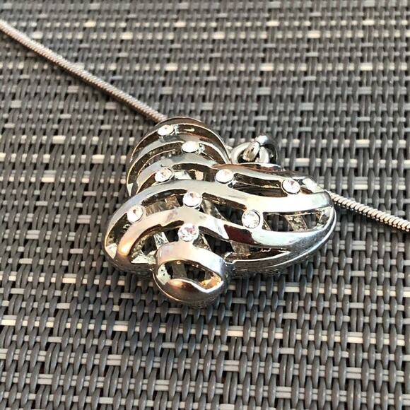 Silver Hollow Butterly Charm Necklace - Picture 7 of 7